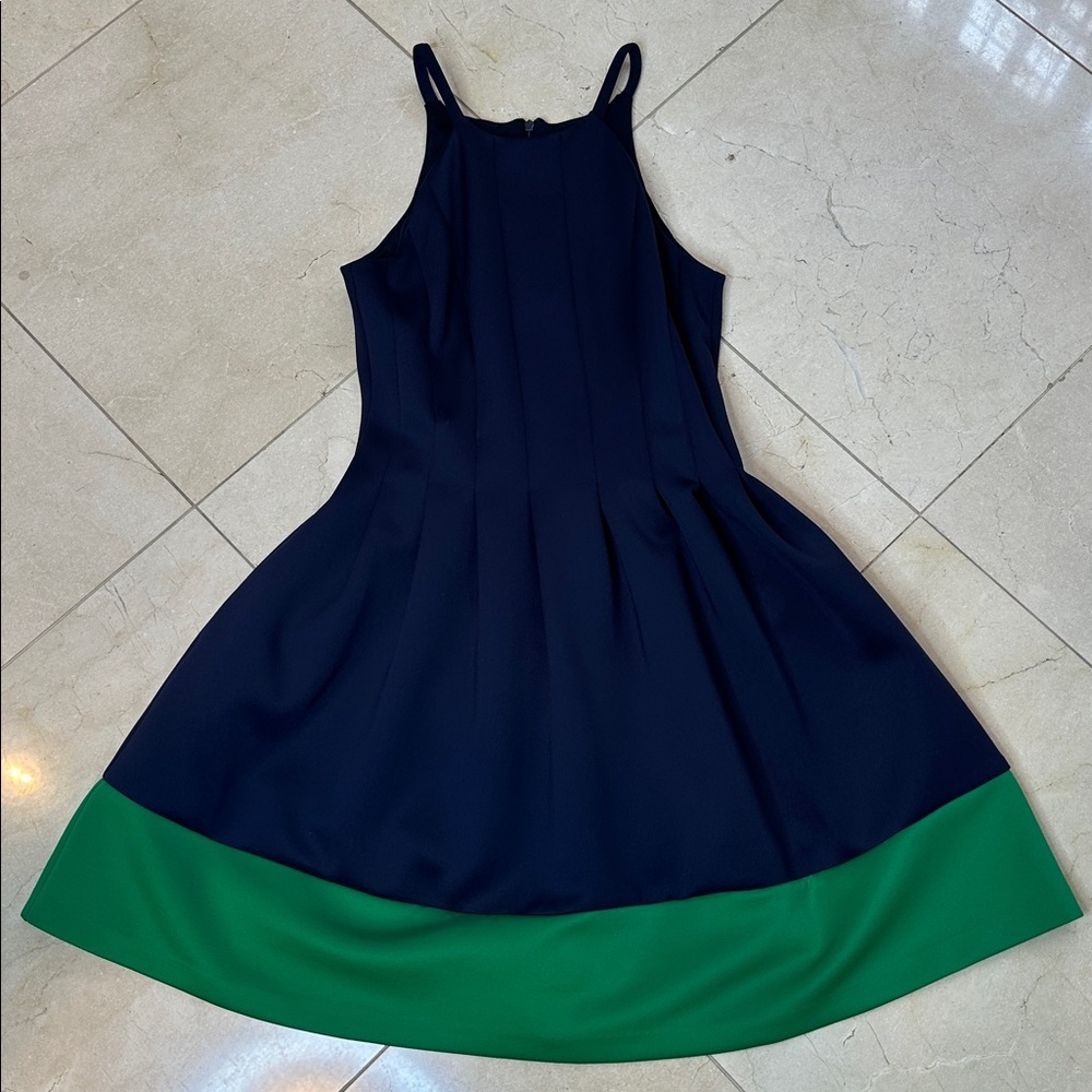 Vince Camuto Navy and Green Cocktail Party Dress Size 8